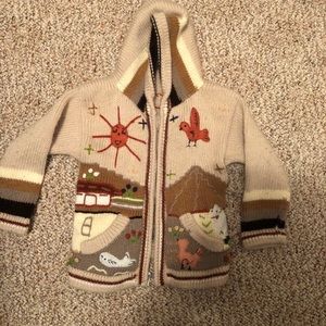 Embroidered Zip up Sweater